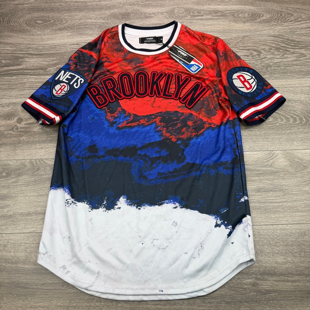 Pro Standard Brooklyn Nets Shirt Mens Medium Dip Dye NBA Patches Chenille Jersey